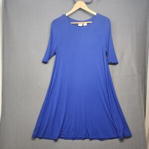 C&C California Womens Large Blue Swing Shift Short Sleeve T Shirt Dress Stretch
